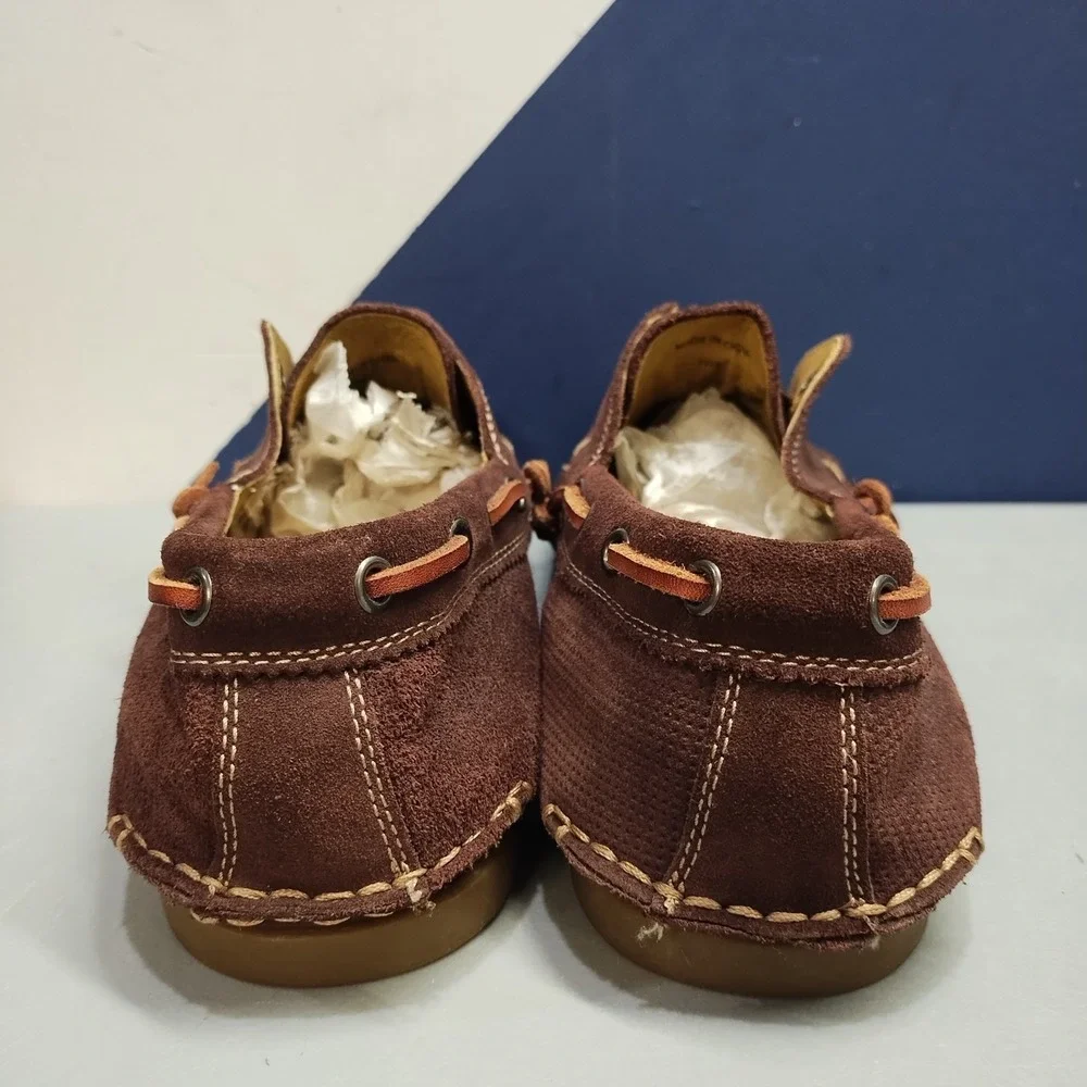 John Varvatos Schooner Boat Shoes Mens US 11.5M Brown Moc Toe Comfort Laceless